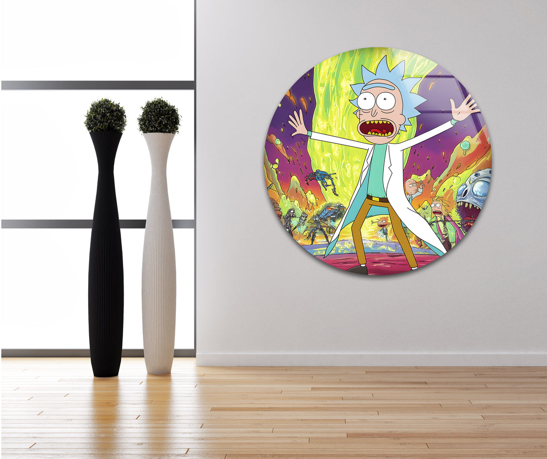 Rick Sanchez Animation Glass Wall Art glass wall decor, glass wall art decor