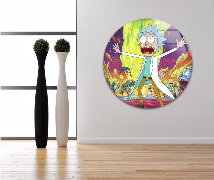Rick Sanchez Animation Glass Wall Art glass wall decor, glass wall art decor