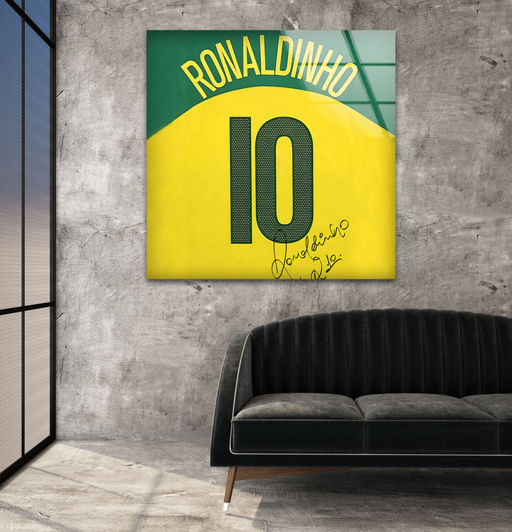 Ronaldinho Jersey Glass Wall Art glass pictures for Wall, glass prints wall art
