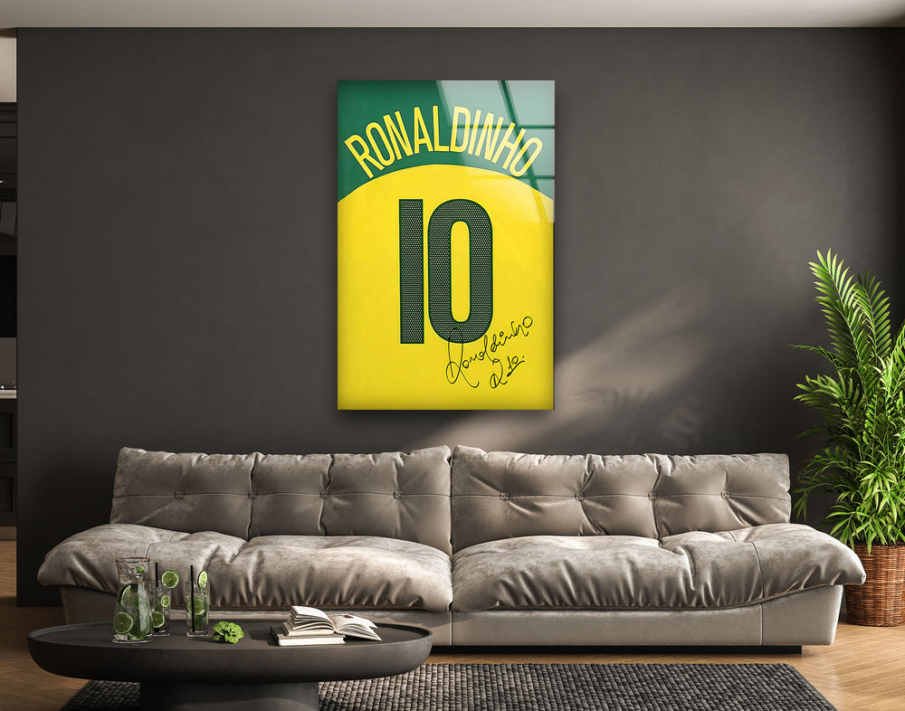 Ronaldinho Jersey Glass Wall Art glass image printing, glass prints from photos
