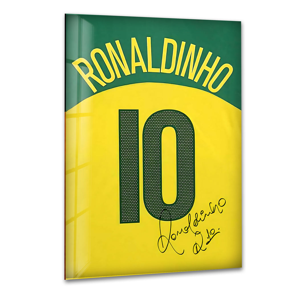 Ronaldinho Jersey Glass Wall Art glass photo prints, glass picture prints
