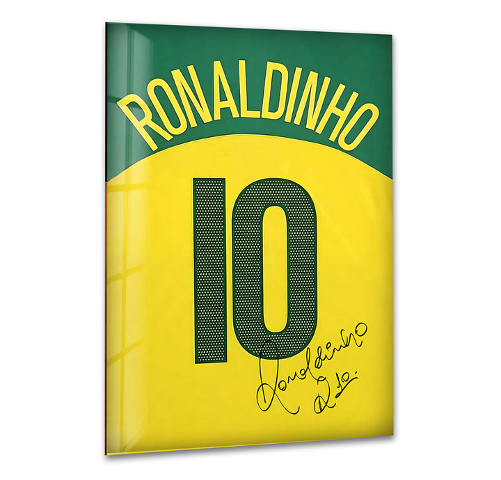 Ronaldinho Jersey Glass Wall Art glass photo prints, glass picture prints
