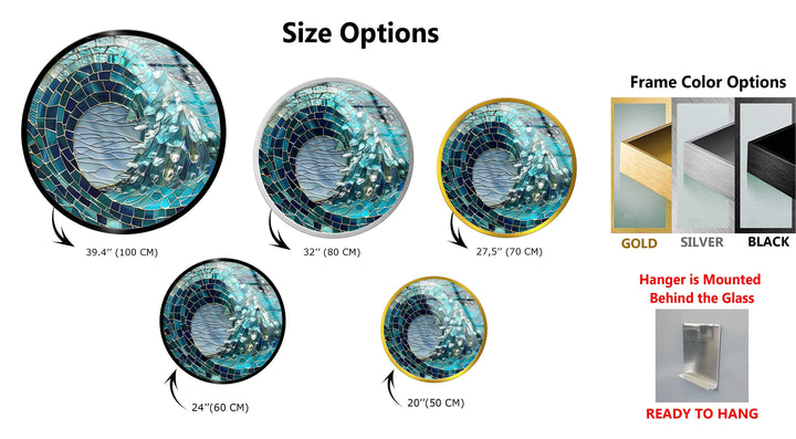 Ocean Crest – Turquoise Wave Round Glass Wall Art - MyPhotoStation