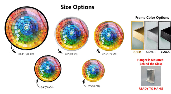 Radiant Spiral Spectrum – Round Glass Wall Art - MyPhotoStation