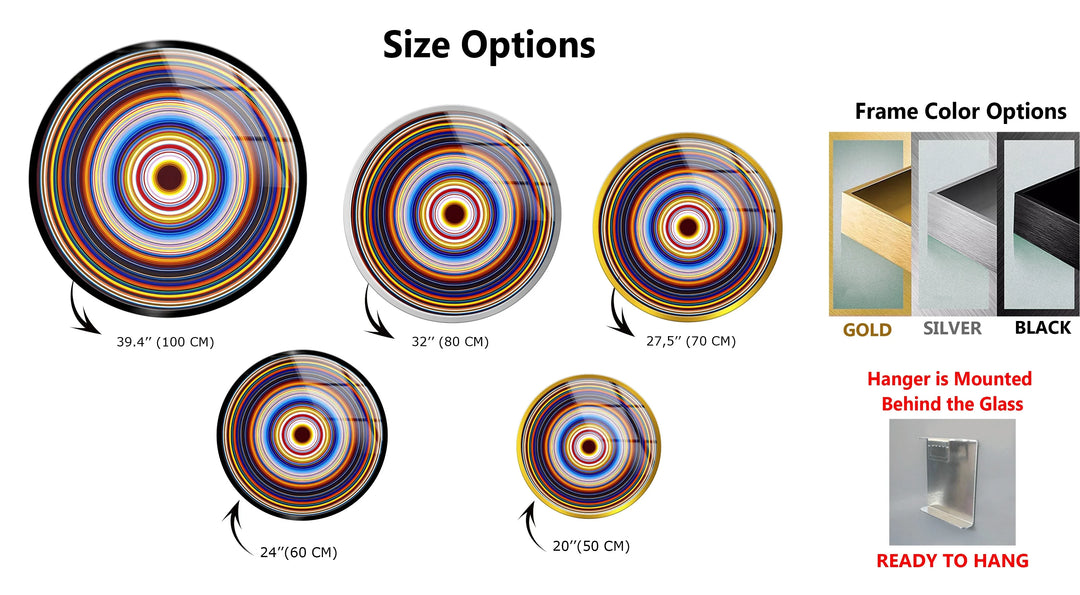 Colorful Concentric Circles – Round Glass Wall Art - MyPhotoStation