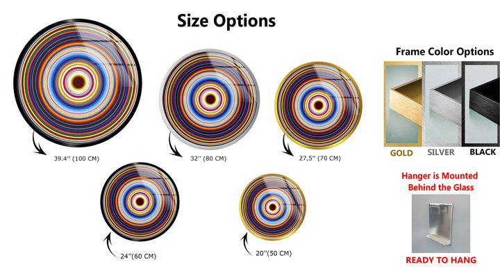 Colorful Concentric Circles – Round Glass Wall Art - MyPhotoStation