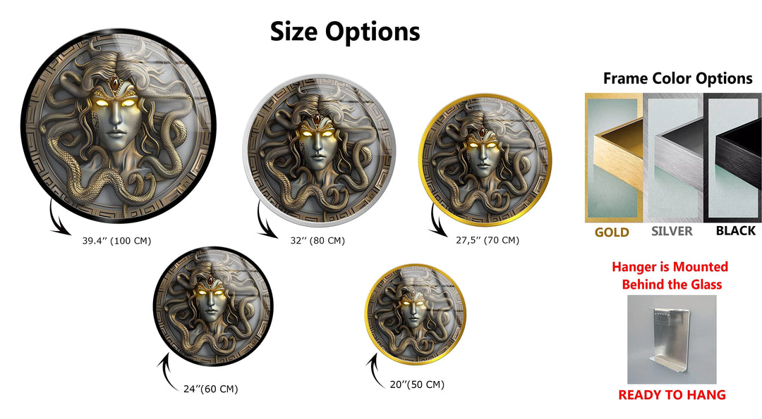Gorgon’s Gaze – Medusa-Inspired Round Glass Wall Art - MyPhotoStation