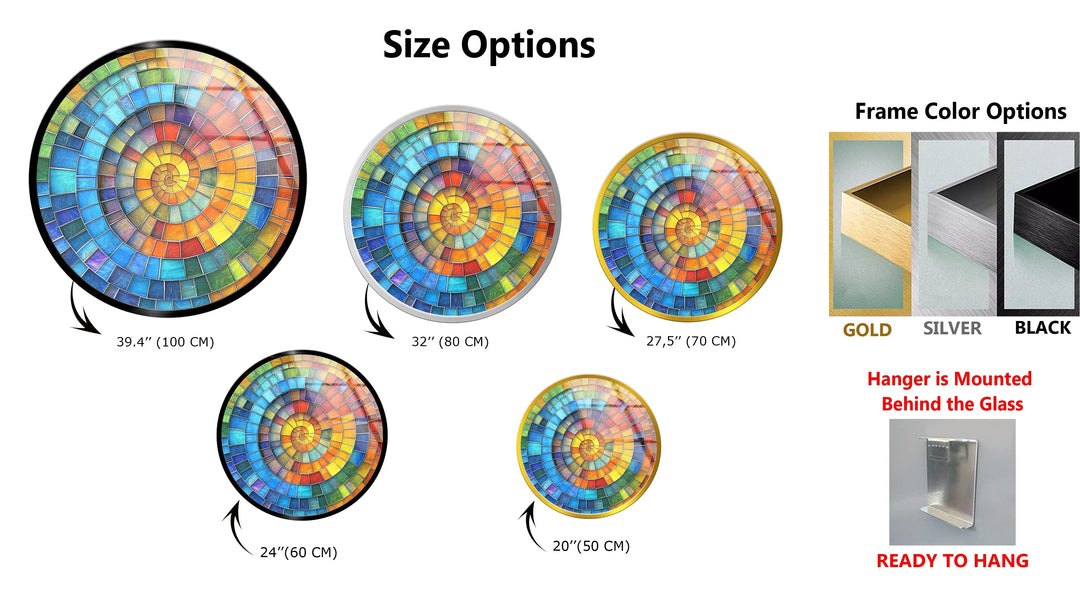 Prismatic Spiral Glow – Round Glass Wall Art - MyPhotoStation