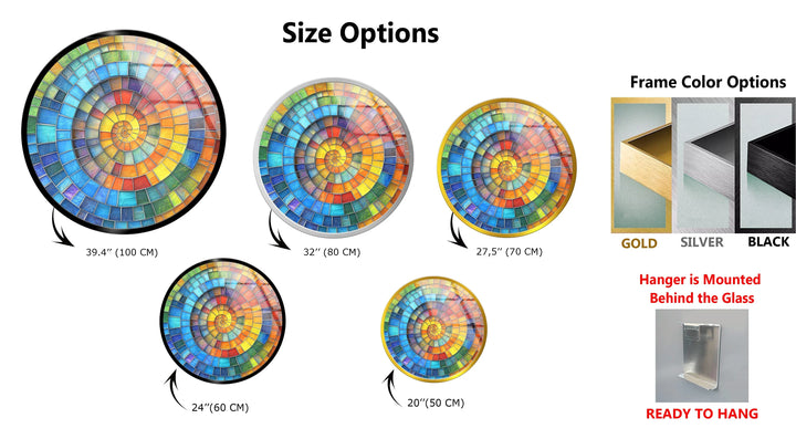 Prismatic Spiral Glow – Round Glass Wall Art - MyPhotoStation