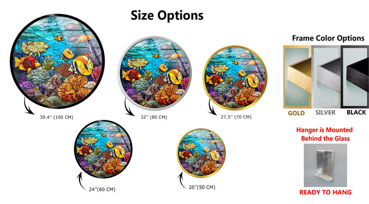Vibrant Coral Reef Scene – Round Glass Wall Art - MyPhotoStation