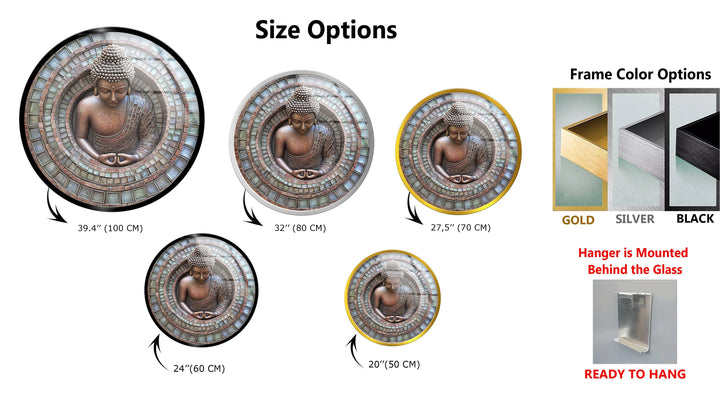 Buddha Mosaic – Round Glass Wall Art - MyPhotoStation