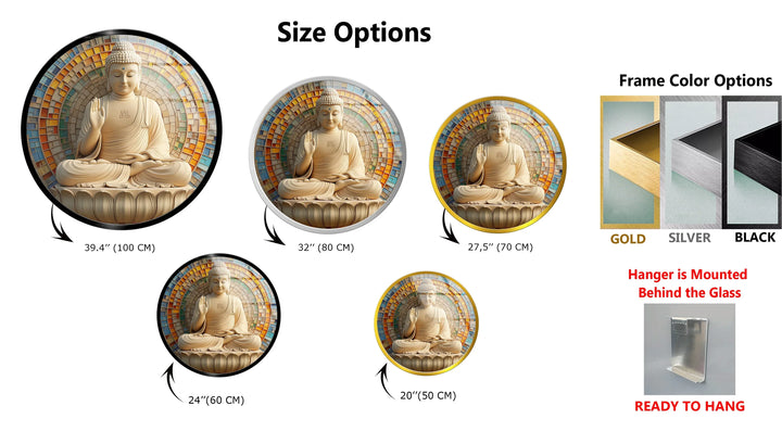 Enlightened Serenity Buddha – Round Glass Wall Art - MyPhotoStation