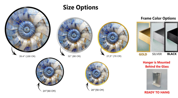 Coastal Nautilus Glow – Round Glass Wall Art - MyPhotoStation