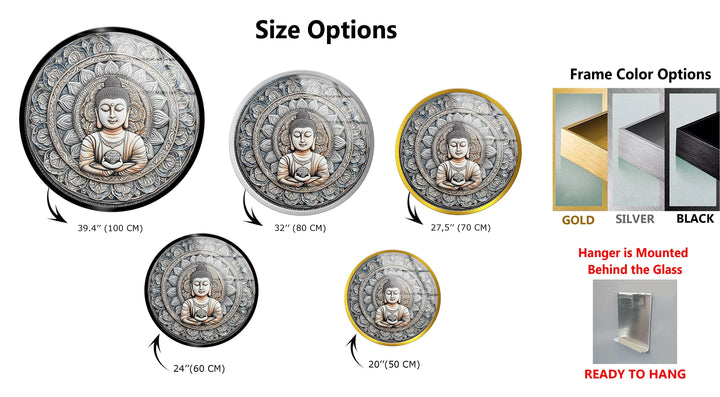 Buddha Lotus Mandala - Round Glass Wall Art - MyPhotoStation
