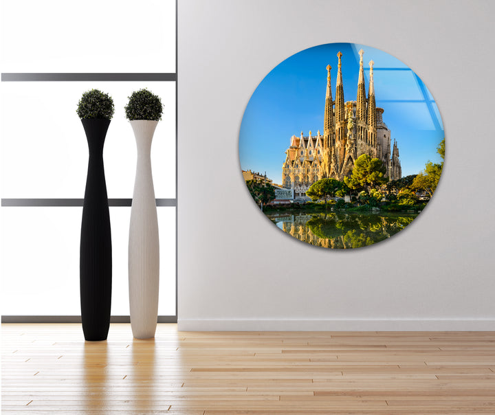 Sagrada Familia Glaswandkunst – Atemberaubender Blick auf Barcelonas berühmte Kathedrale