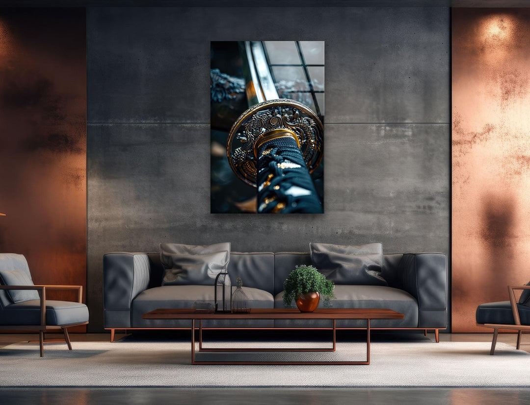 Samurai-Schwert-Wandkunst aus Glas