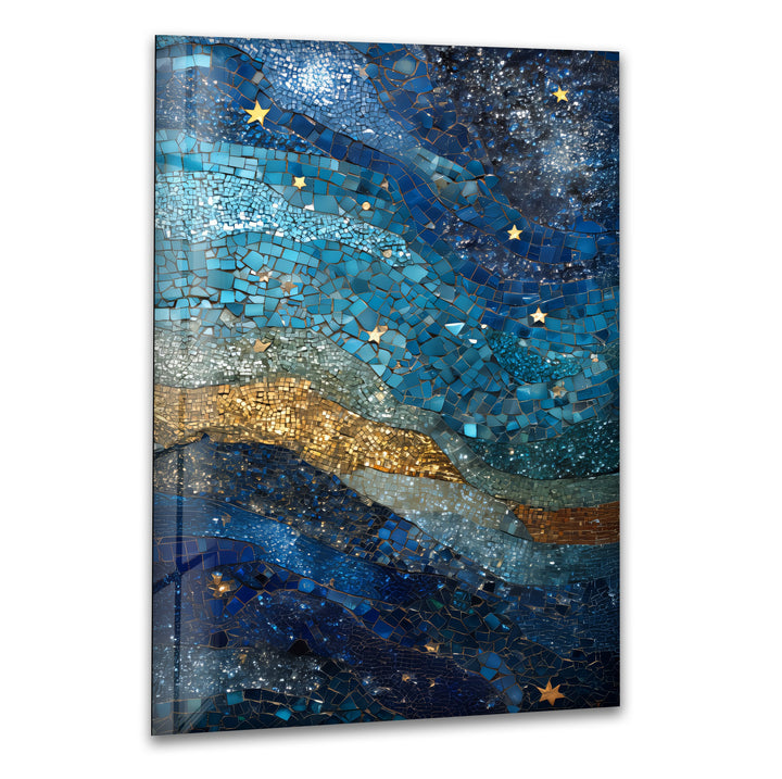 Celestial Mosaic – Starry Night Sky Glass Wall Art