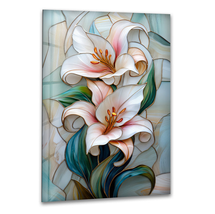Opaline Grace – Elegant Floral Glass Wall Art