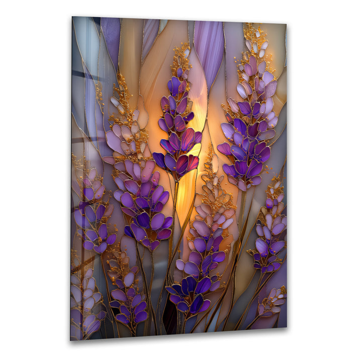 Lavender Glow – Stained Glass Floral Glass Wall Art