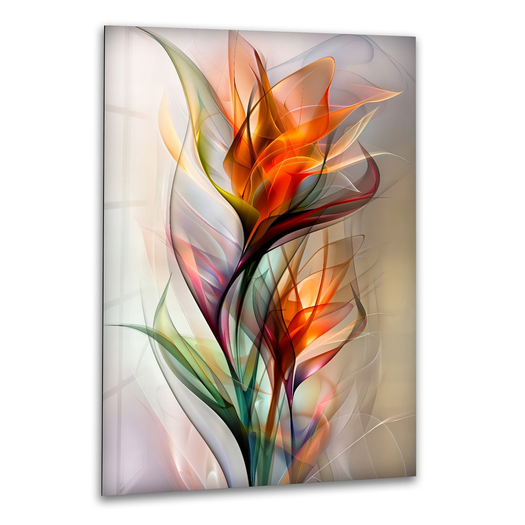 Layered translucent petals in an abstract floral glass wall art create stunning depth, perfect for unique modern wall decor.