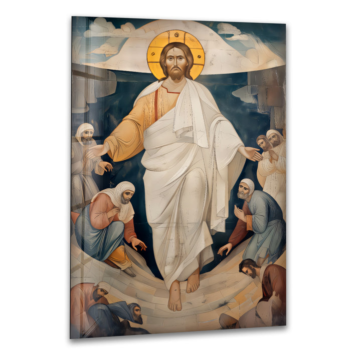 Resurrected Glory – Byzantine Jesus Glass Wall Art