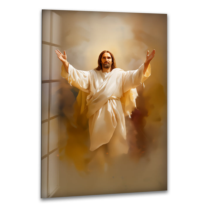 Divine Embrace of Light – Religious Glass Wall Art