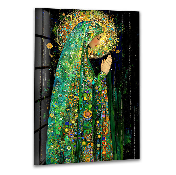 Praying Grace – Spiritual Mosaic Madonna Glass Wall Art