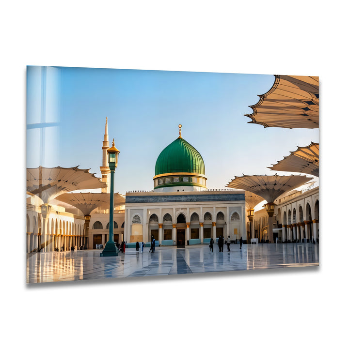 Green Dome Mosque glass wall art Madinah