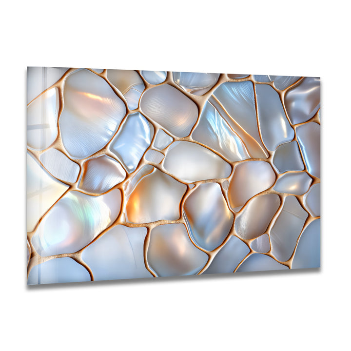 Luminous Stonescape – Iridescent Pebble Glass Wall Art