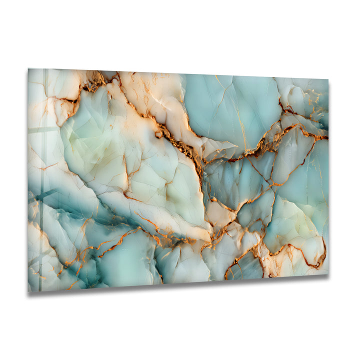 Crystalline Veins – Aqua Marble Glass Wall Art