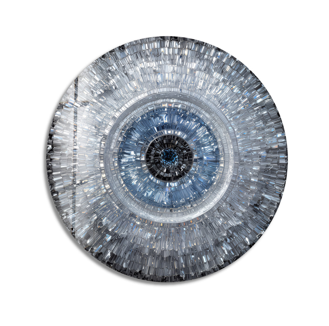 Abstract Crystal Mosaic Eye – Round Glass Wall Art