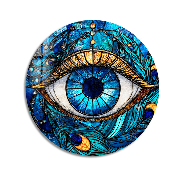 Mystic Eye Radiance – Round Glass Wall Art