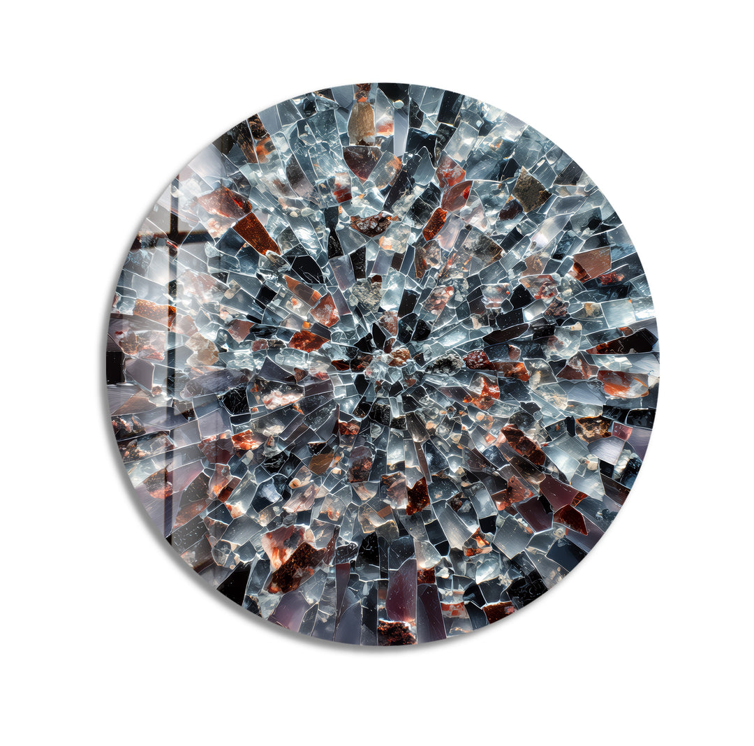 Obsidian Starburst – Round Glass Wall Art