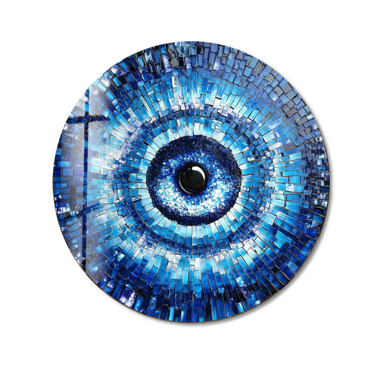 Midnight Radiance Evil Eye – Round Glass Wall Art - MyPhotoStation
