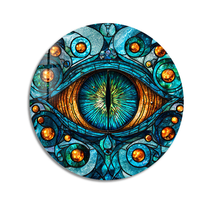 Serpent's Gaze – Round Glass Wall Art