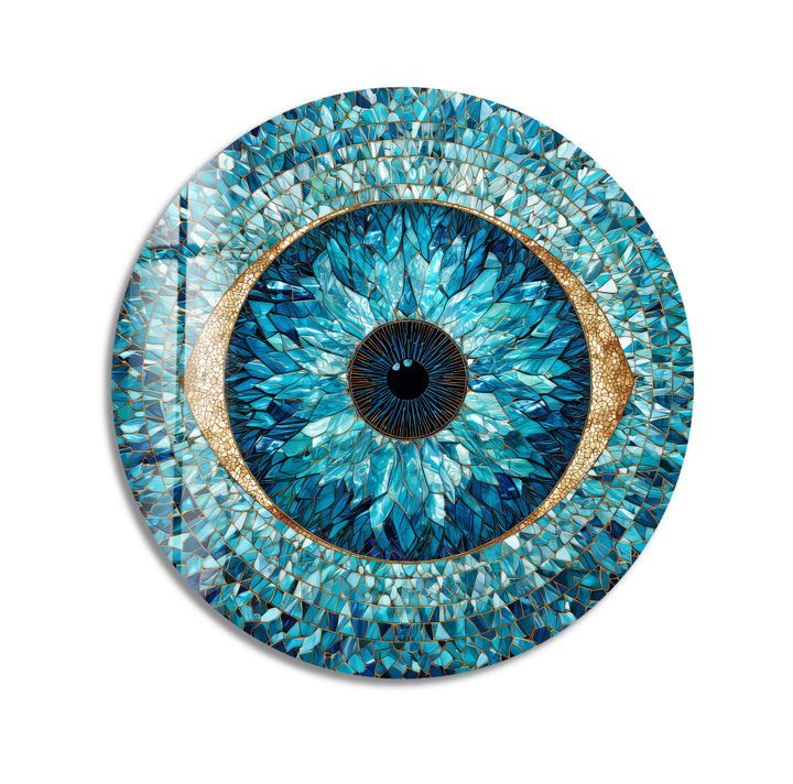 Guardian Iris – Round Glass Wall Art