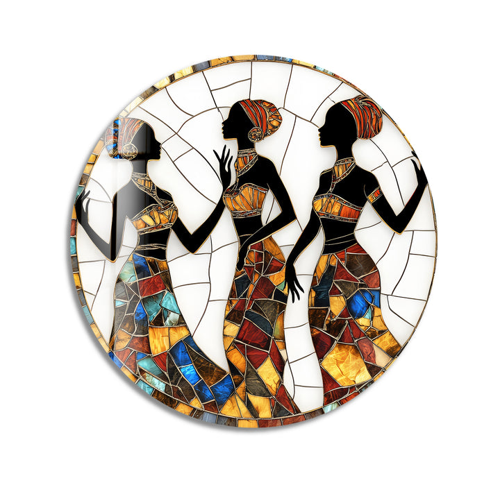Sisters in Harmony – Round Glass Wall Art