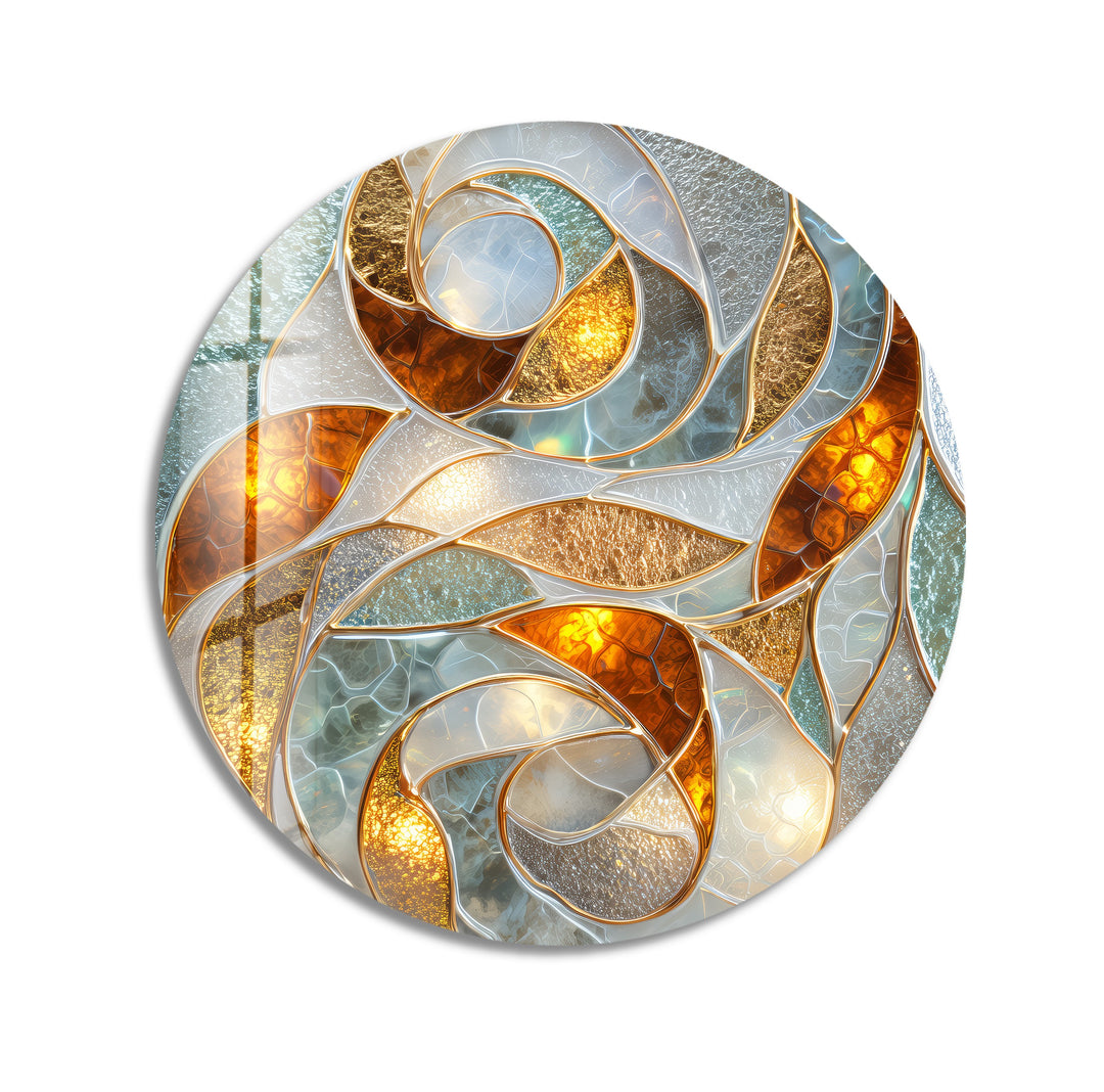 Abstract Swirl Design – Round Glass Wall Art