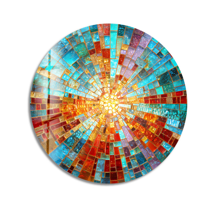 Solar Spectrum Burst – Round Glass Wall Art