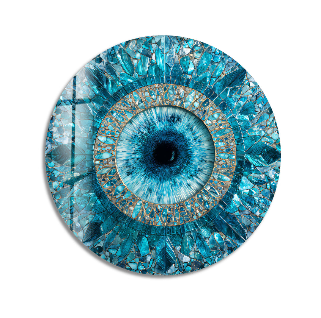Aqua Vision Mosaic – Round Glass Wall Art