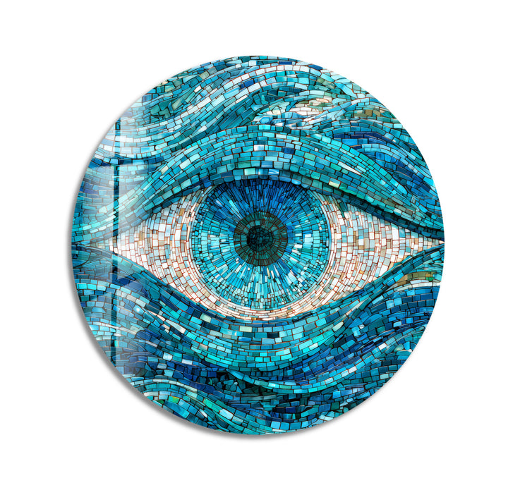 Aqua Watcher – Round Glass Wall Art