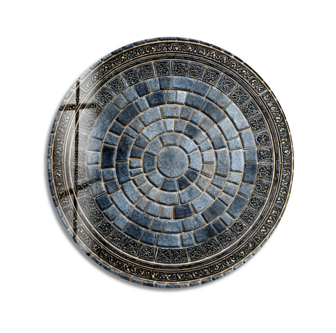 Regal Stone Mandala – Round Glass Wall Art