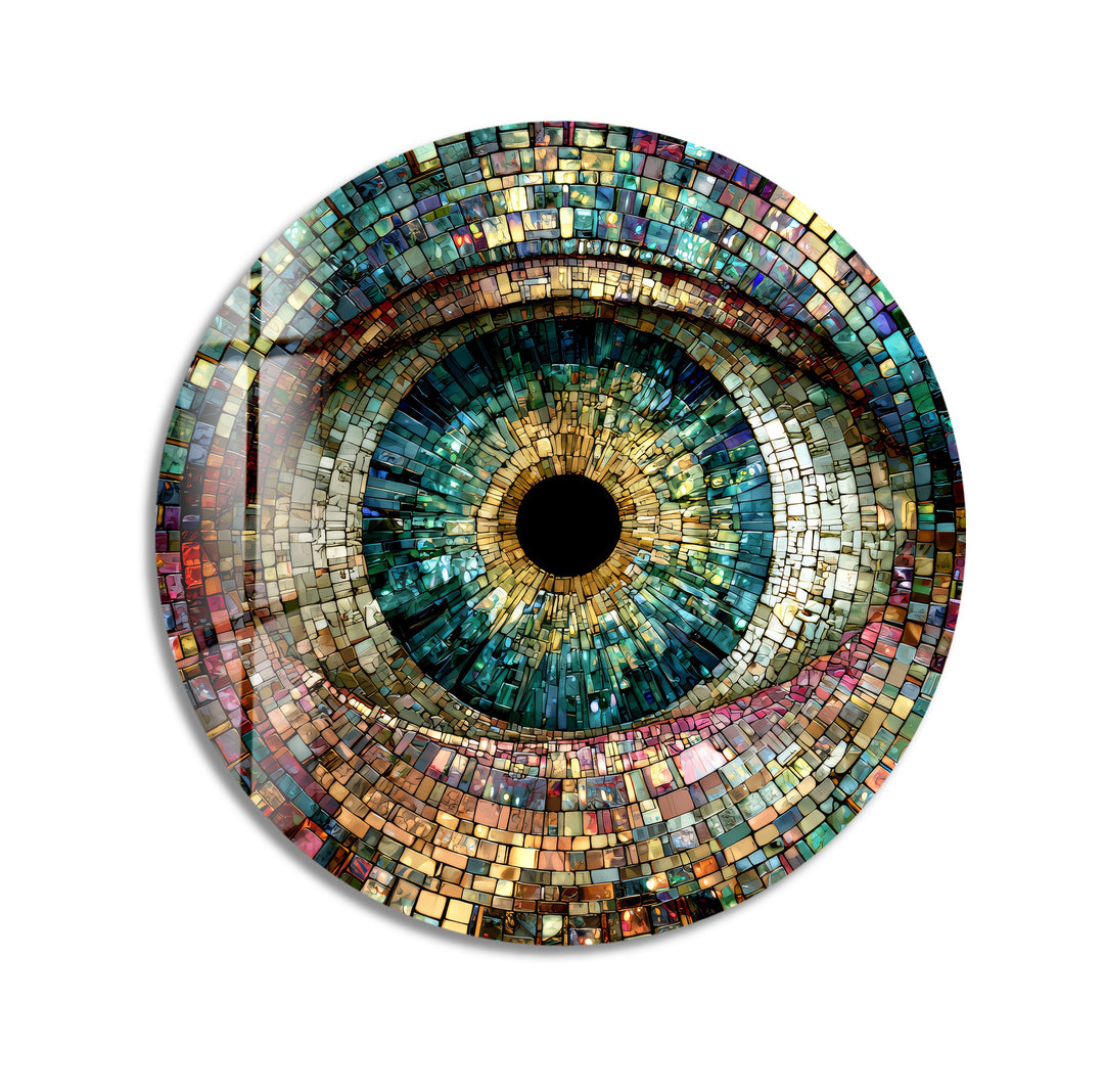 Multicolor Mosaic Pattern – Round Glass Wall Art
