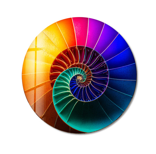Cosmic Spiral Shell Design – Round Glass Wall Art - MyPhotoStation