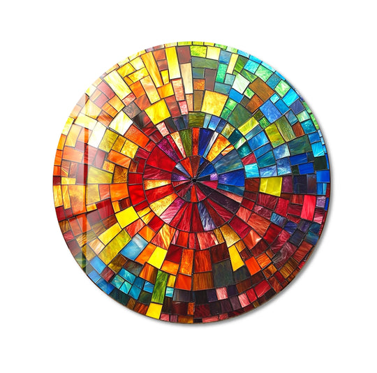 Spectrum Radiance Mosaic Round Glass Wall Art - MyPhotoStation