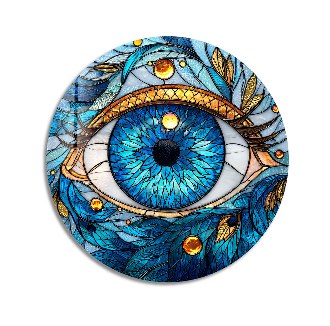 Celestial Eye Radiance – Round Glass Wall Art