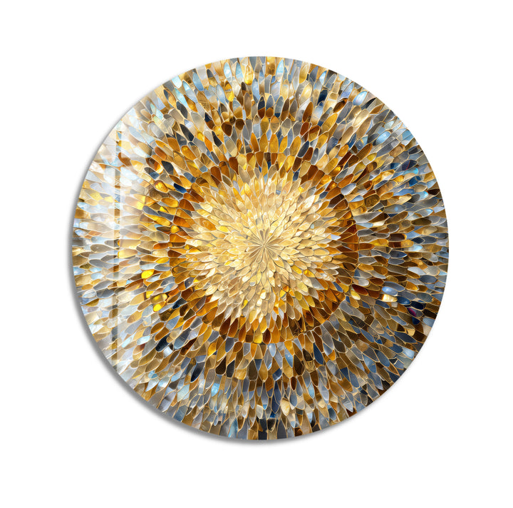 Solar Bloom Harmony  – Round Glass Wall Art