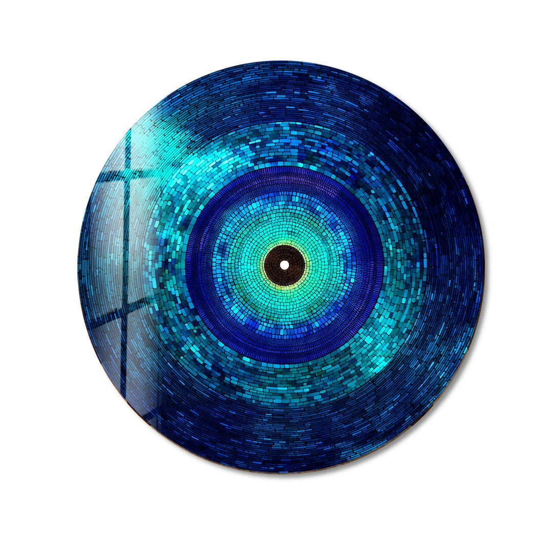 Mystic Blue Spiral – Round Glass Wall Art - MyPhotoStation
