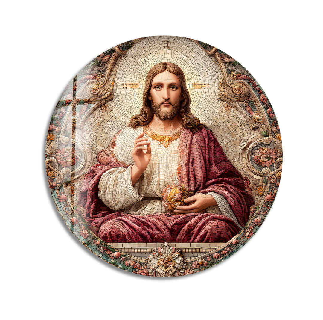 Sacred Heart of Christ – Round Glass Wall Art