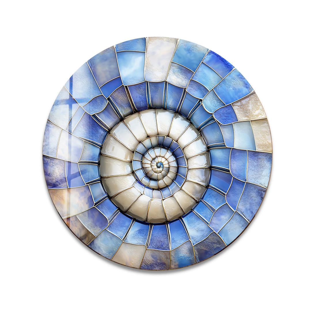 Celestial Shell Spiral – Round Glass Wall Art - MyPhotoStation